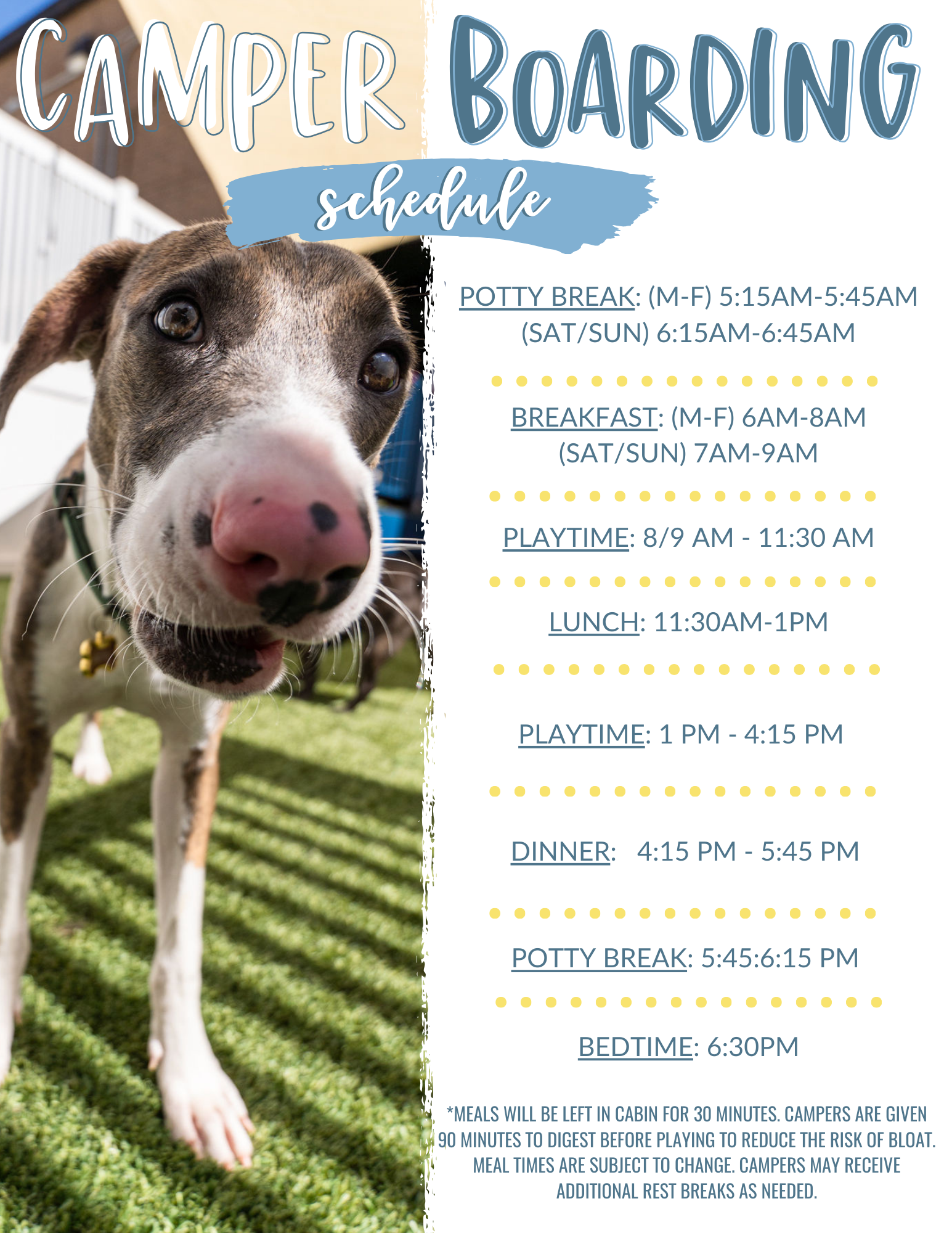 Camper Boarding Schedule